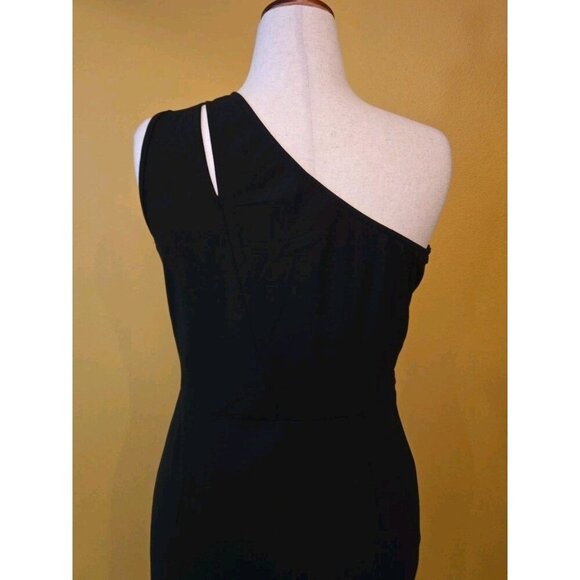 PRETTY GARDEN One Shoulder Black Sleeveless Cutout Party Midi Dress Large NWT - Picture 6 of 10